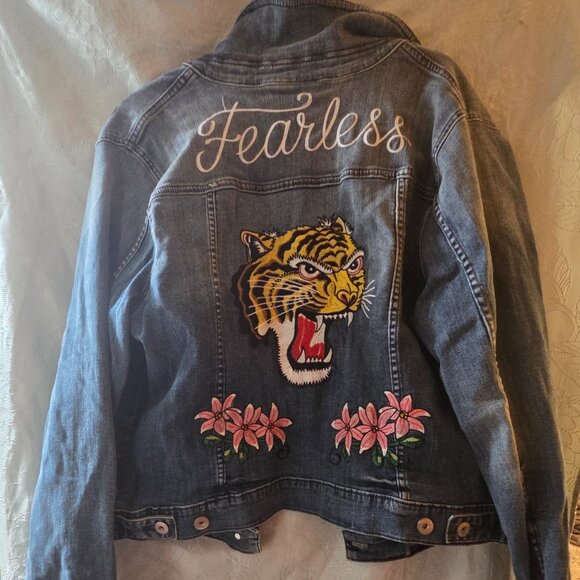 Toreid 2x jean jacket strechy tiger embellished new with tag - Picture 1 of 2
